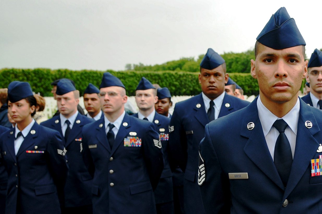 Enlisted Airmen at attention