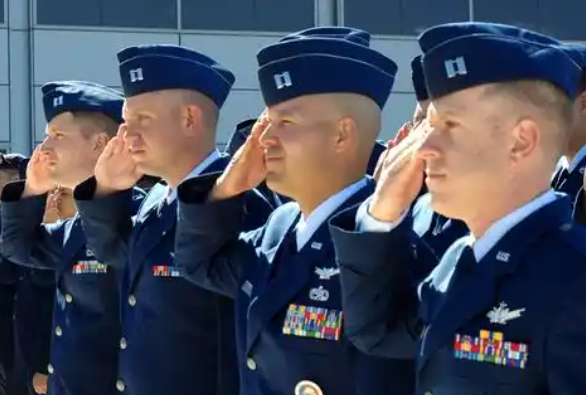 Air Force Officers saluting